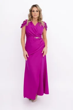 Polski Fioletowa Sukienka z łańcuszkiem SARIA
