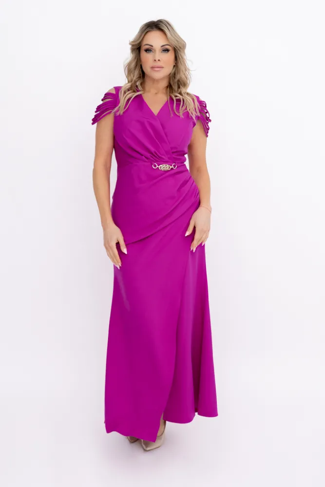 Polski Fioletowa Sukienka z łańcuszkiem SARIA