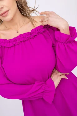 Włoski Fioletowa Sukienka z falbanką SEVELIEN