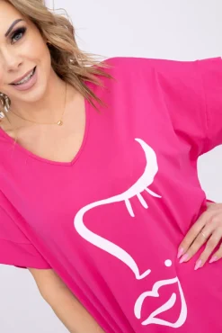 Damskie Włoski Fuksjowa Bluzka BELIANO Wzór 1