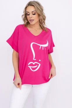 Damskie Włoski Fuksjowa Bluzka BELIANO Wzór 1