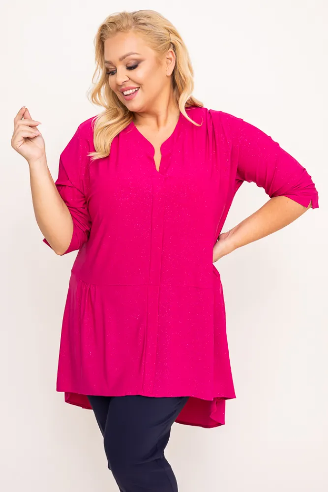 Damskie Polski Fuksjowa Bluzka brokatowa VERONI