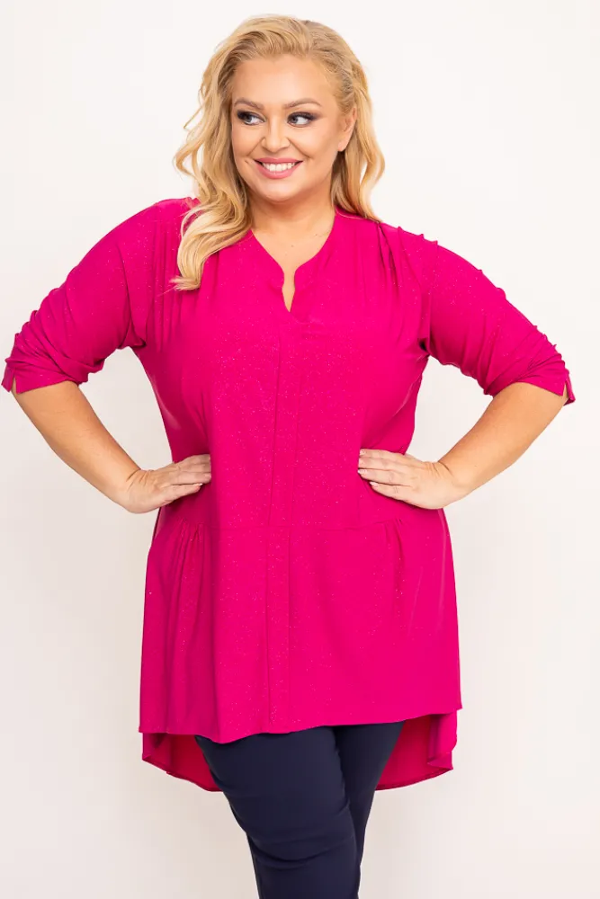 Damskie Polski Fuksjowa Bluzka brokatowa VERONI