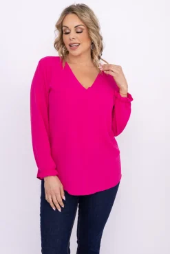 Damskie Polski Fuksjowa Bluzka PRUDI