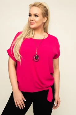 Damskie Włoski Fuksjowa Bluzka z wisiorkiem FAIRY