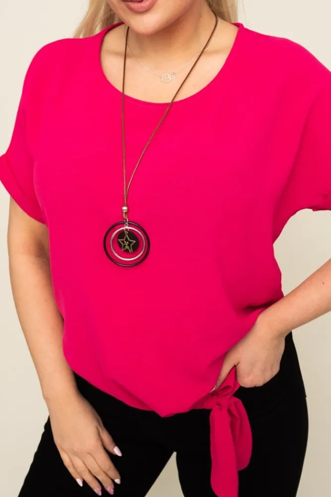 Damskie Włoski Fuksjowa Bluzka z wisiorkiem FAIRY