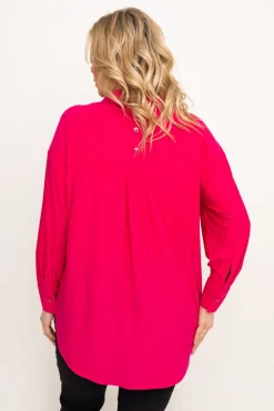 Damskie Polski Fuksjowa Koszula brokatowa oversize DESINO