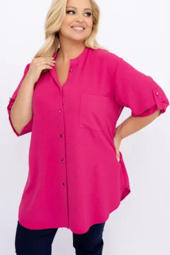 Damskie Polski Fuksjowa Koszula ze stójką LERIA