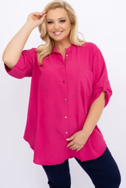 Damskie Polski Fuksjowa Koszula ze stójką LERIA