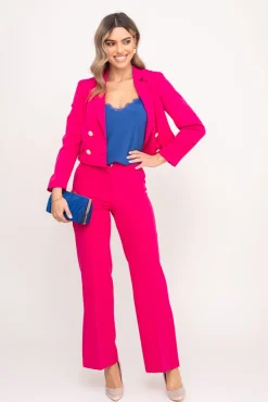 Damskie Polski Fuksjowa Marynarka dwurzędowa KENVI