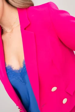 Damskie Polski Fuksjowa Marynarka dwurzędowa KENVI