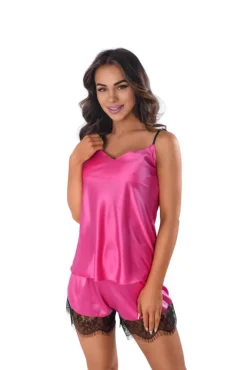 Polski Fuksjowa Piżama satynowa SHORTS+CLASSIC TOP FRIVOLIE