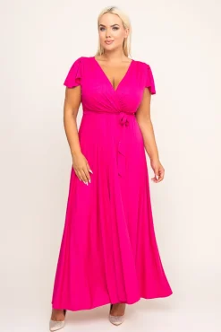 Polski Fuksjowa Sukienka brokatowa HESIO