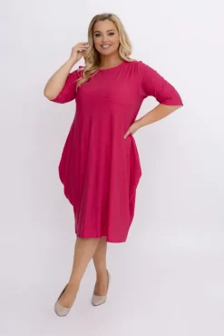 Polski Fuksjowa Sukienka brokatowa REVIN