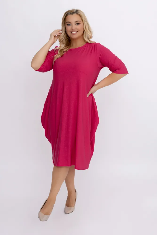 Polski Fuksjowa Sukienka brokatowa REVIN