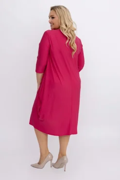 Polski Fuksjowa Sukienka brokatowa REVIN