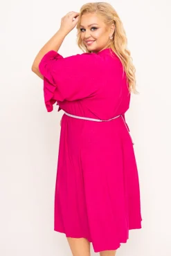 Polski Fuksjowa Sukienka brokatowa KARDIN