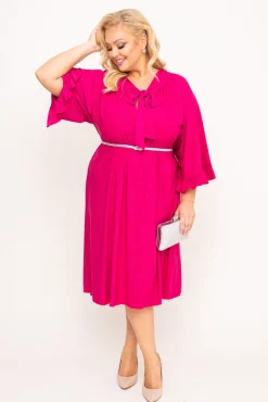 Polski Fuksjowa Sukienka brokatowa KARDIN