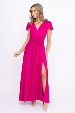 Polski Fuksjowa Sukienka błyszcząca SELIGA