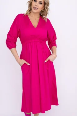 Włoski Fuksjowa Sukienka EGERA