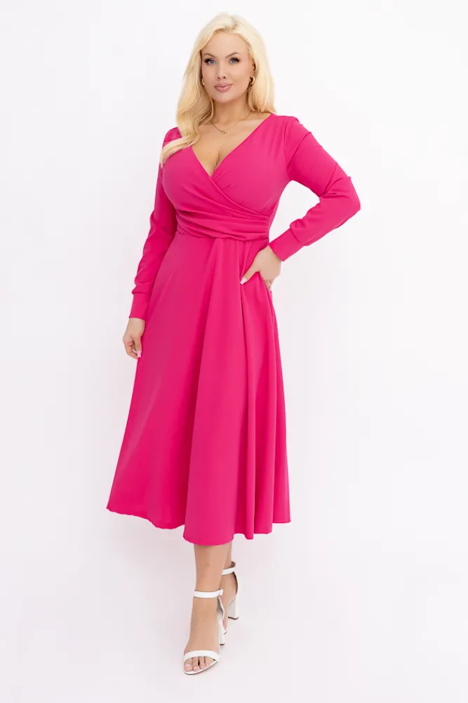 Włoski Fuksjowa Sukienka FEZANTI