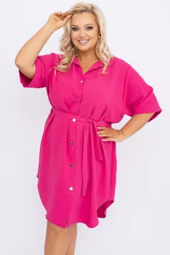 Polski Fuksjowa Sukienka koszulowa MERTINA