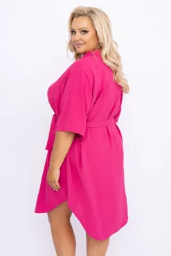 Polski Fuksjowa Sukienka koszulowa MERTINA