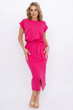 Włoski Fuksjowa Sukienka SAMARIA