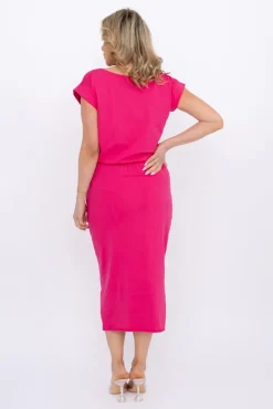 Włoski Fuksjowa Sukienka SAMARIA