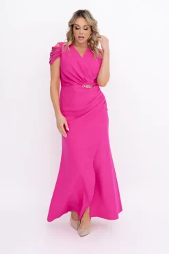 Polski Fuksjowa Sukienka z łańcuszkiem SARIA