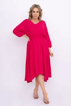 Polski Fuksjowa Sukienka z marszczeniem MILIO