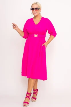 Polski Fuksjowa Sukienka z paskiem GESINA