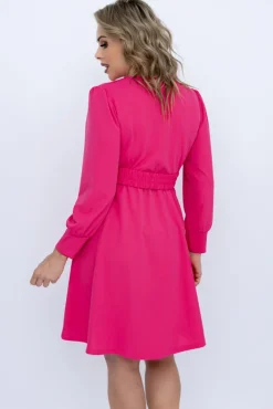 Włoski Fuksjowa Sukienka z paskiem SARMANIA
