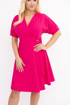Włoski Fuksjowa Sukienka z wiązaniem DARKIA