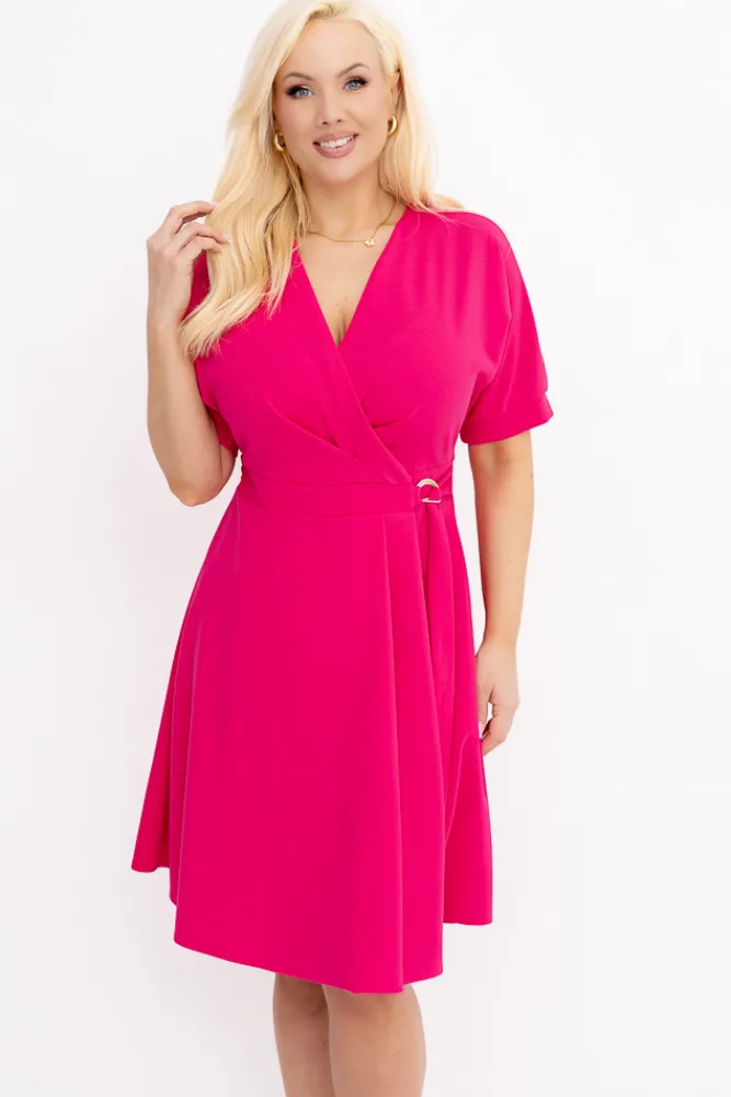 Włoski Fuksjowa Sukienka z wiązaniem DARKIA