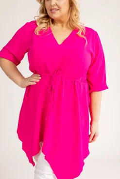 Damskie Polski Fuksjowa Tunika asymetryczna CLARIN