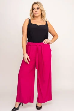 Damskie Polski Fuksjowe Spodnie kuloty brokatowe WIGIO