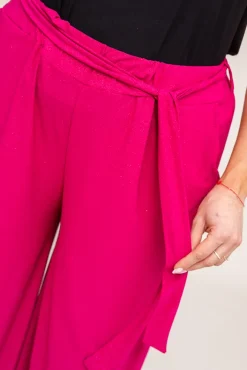 Damskie Polski Fuksjowe Spodnie kuloty brokatowe WIGIO