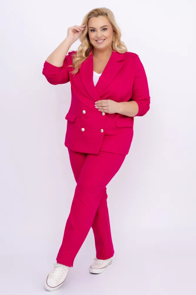 Damskie Polski Fuksjowy Garnitur dwurzędowy MEYVI