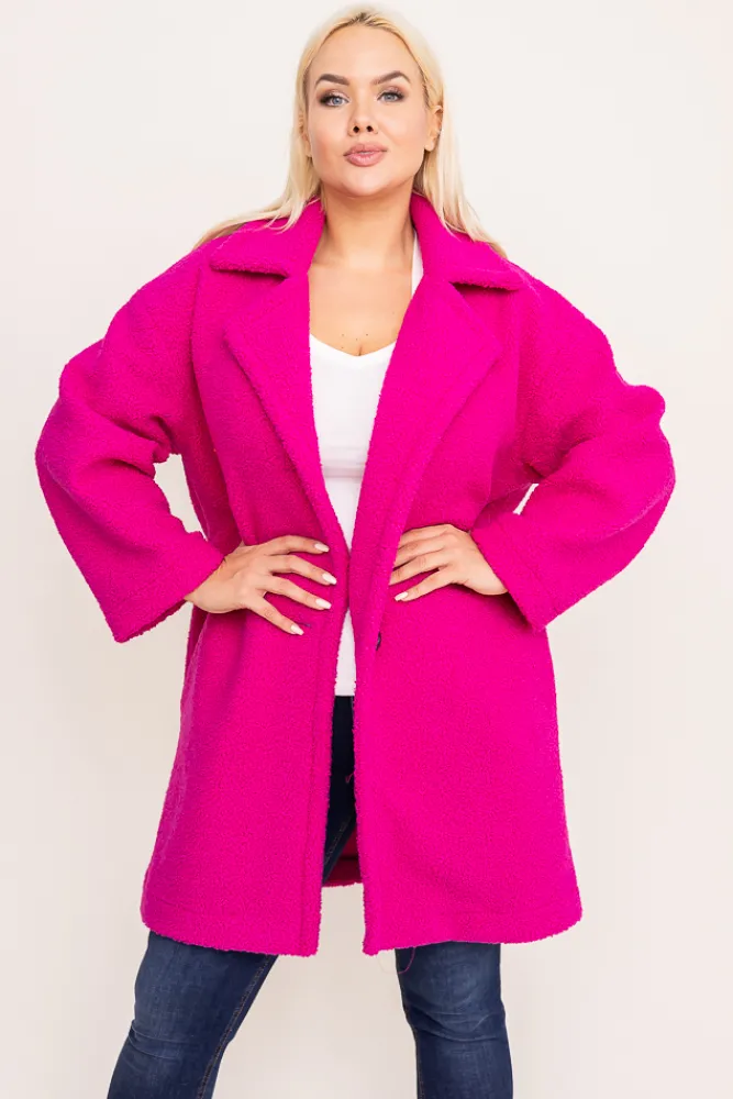 Damskie Polski Fuksjowy Płaszcz MONERIM