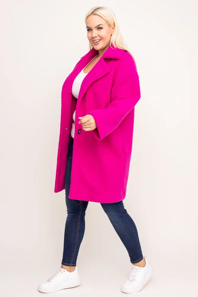 Damskie Polski Fuksjowy Płaszcz MONERIM
