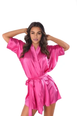 Polski Fuksjowy Szlafrok satynowy kimono MAGENTA KIMON SLEVES