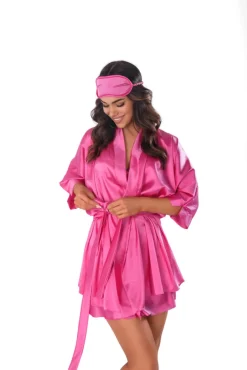 Polski Fuksjowy Szlafrok satynowy kimono MAGENTA KIMON SLEVES