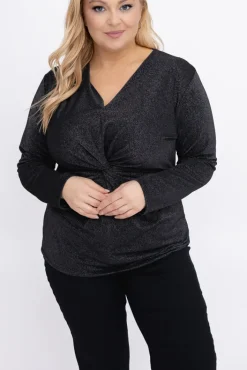 Damskie Włoski Grafitowa Bluzka błyszcząca LAGGI