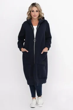 Damskie Włoski Granatowa Bluza ocieplana VERMEN