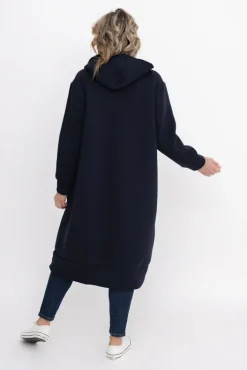 Damskie Włoski Granatowa Bluza ocieplana VERMEN