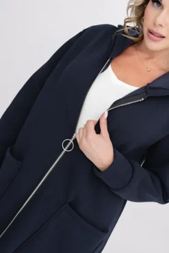 Damskie Włoski Granatowa Bluza ocieplana VERMEN