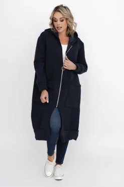 Damskie Włoski Granatowa Bluza ocieplana VERMEN