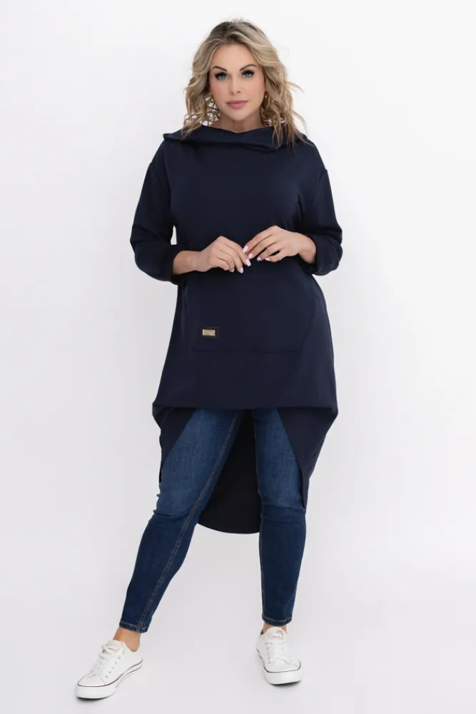 Damskie Włoski Granatowa Bluza z kapturem OASIS