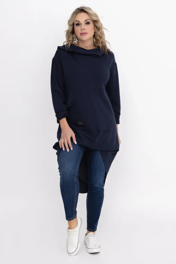 Damskie Włoski Granatowa Bluza z kapturem OASIS